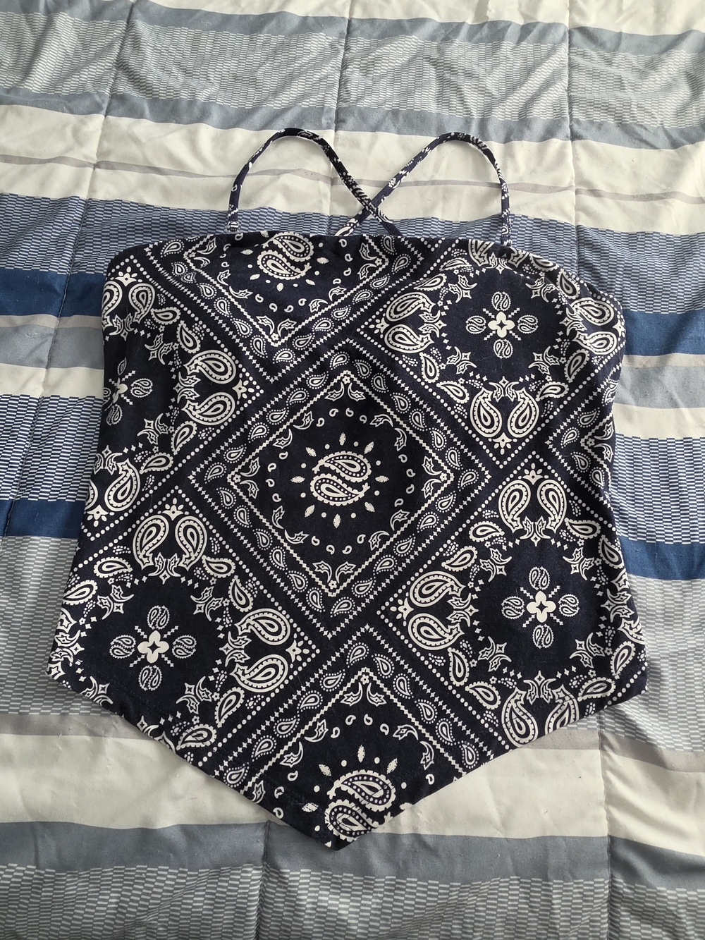 No Boundaries Navy and White Bandana Print Cami